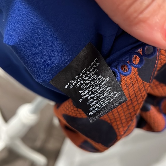 Anthropologie Maeve Rokin Dress Polka Dot Sleeveless Cross Back Blue Orange Sz 0 - Picture 10 of 11